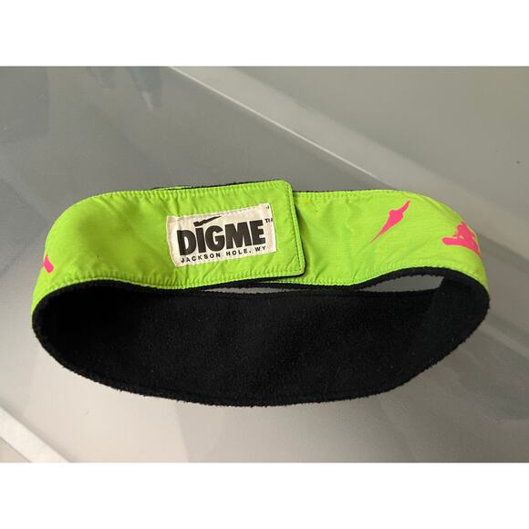Digme vintage jackson hole wyoming headband fleece lined snowboard neon green
